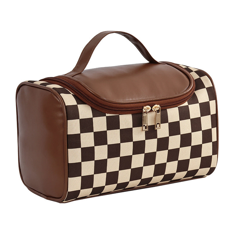 checkerboard cosmetic bag