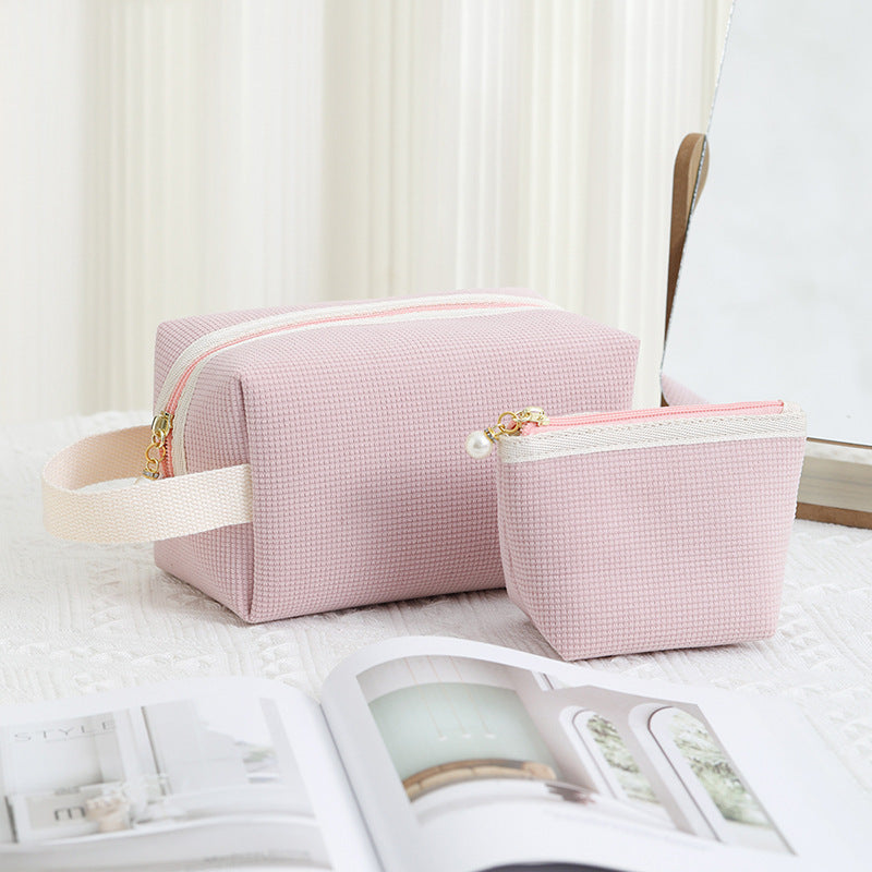 Set of 2 Cosmetic bag with pearl zipper