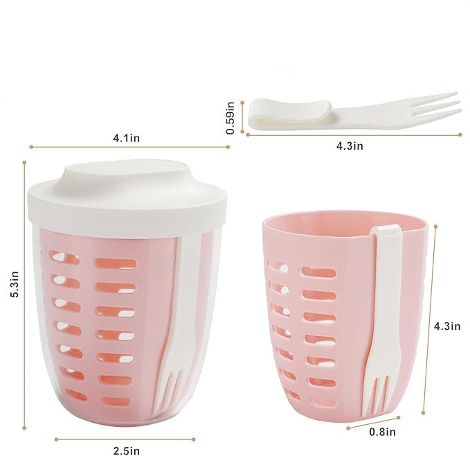 fruit&salad storage cup with lids and fork