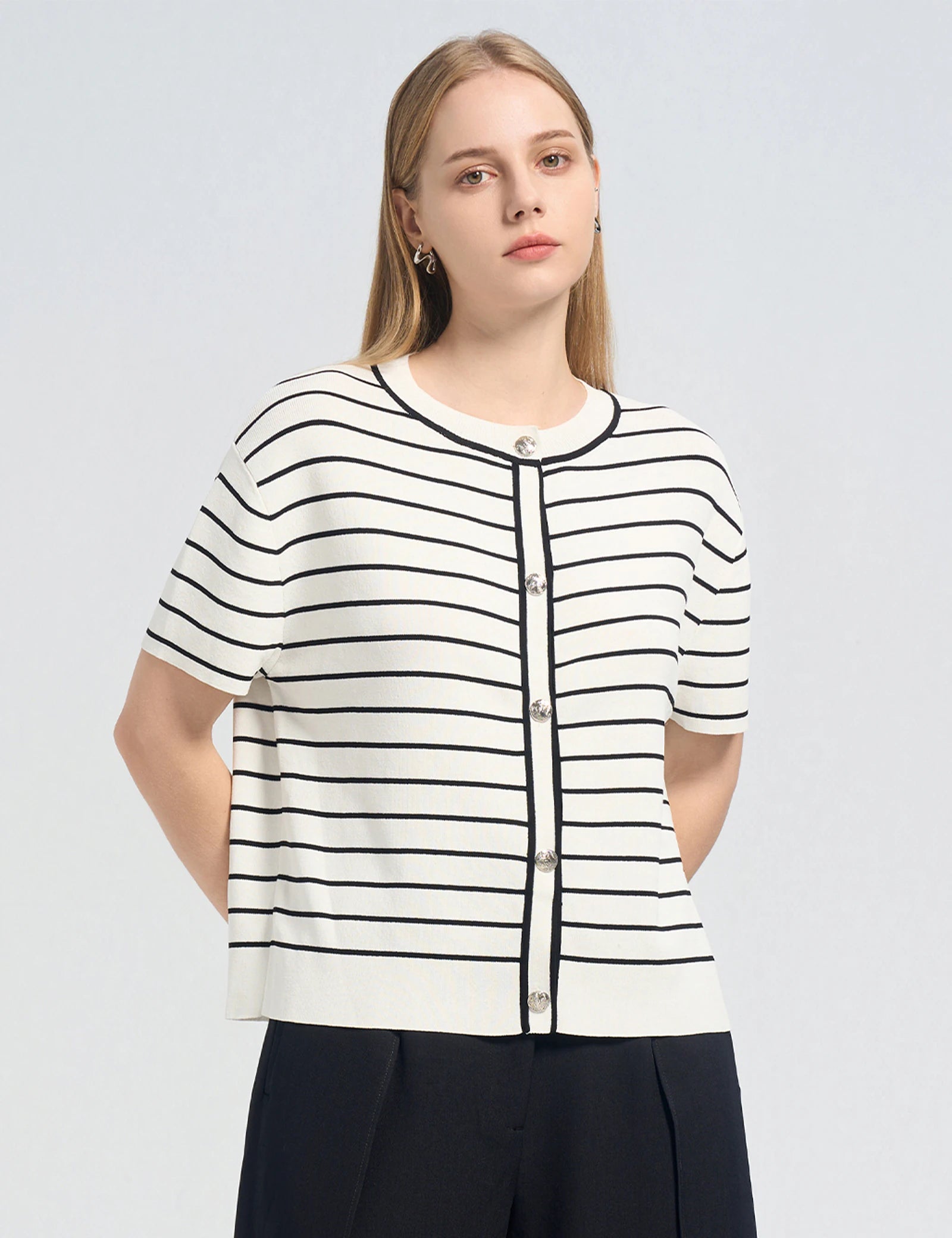 The Striped Button-Down Knit