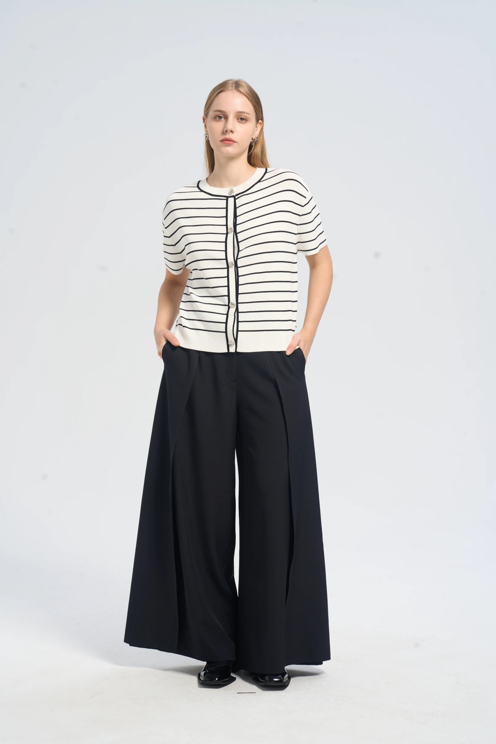 The Striped Button-Down Knit