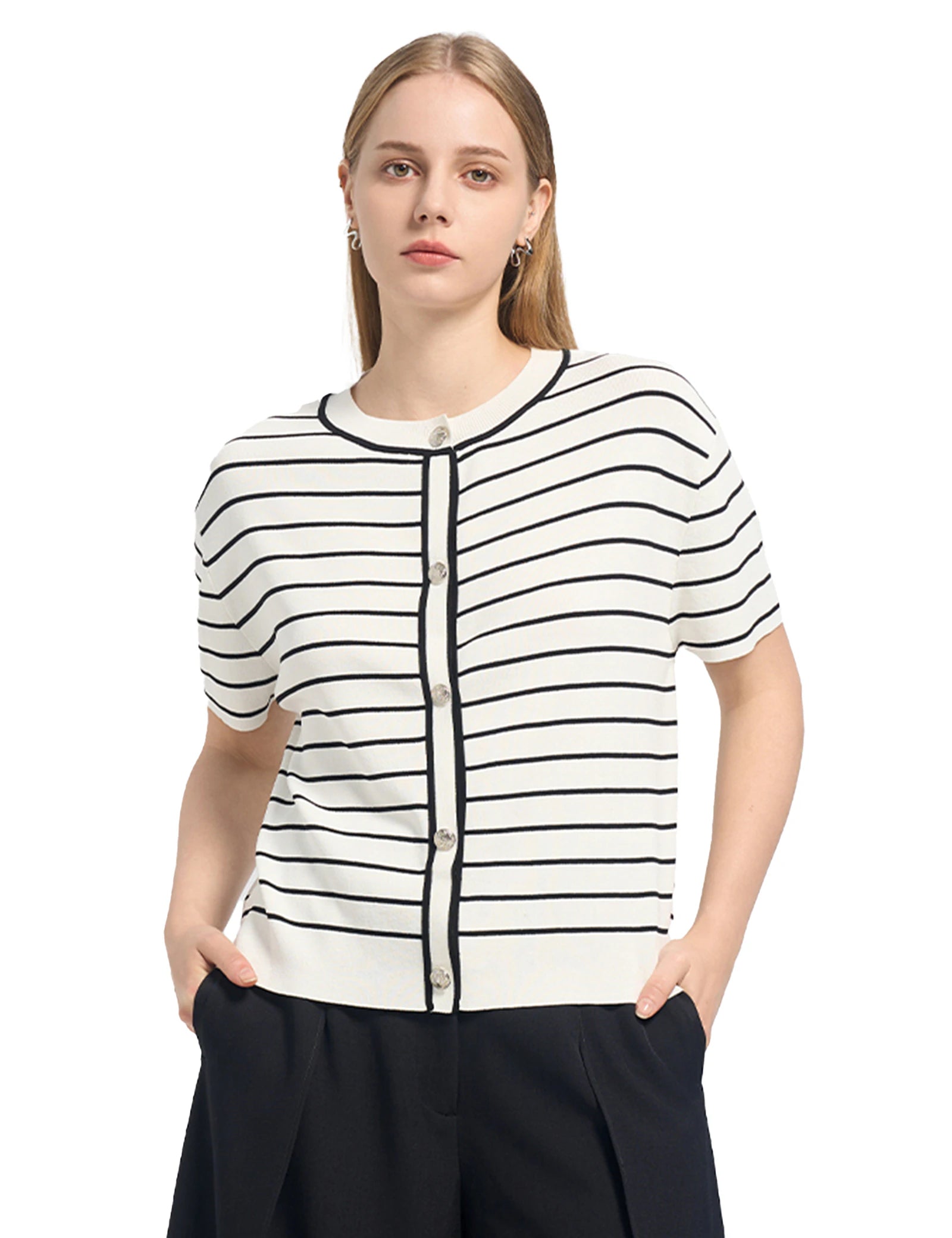 The Striped Button-Down Knit