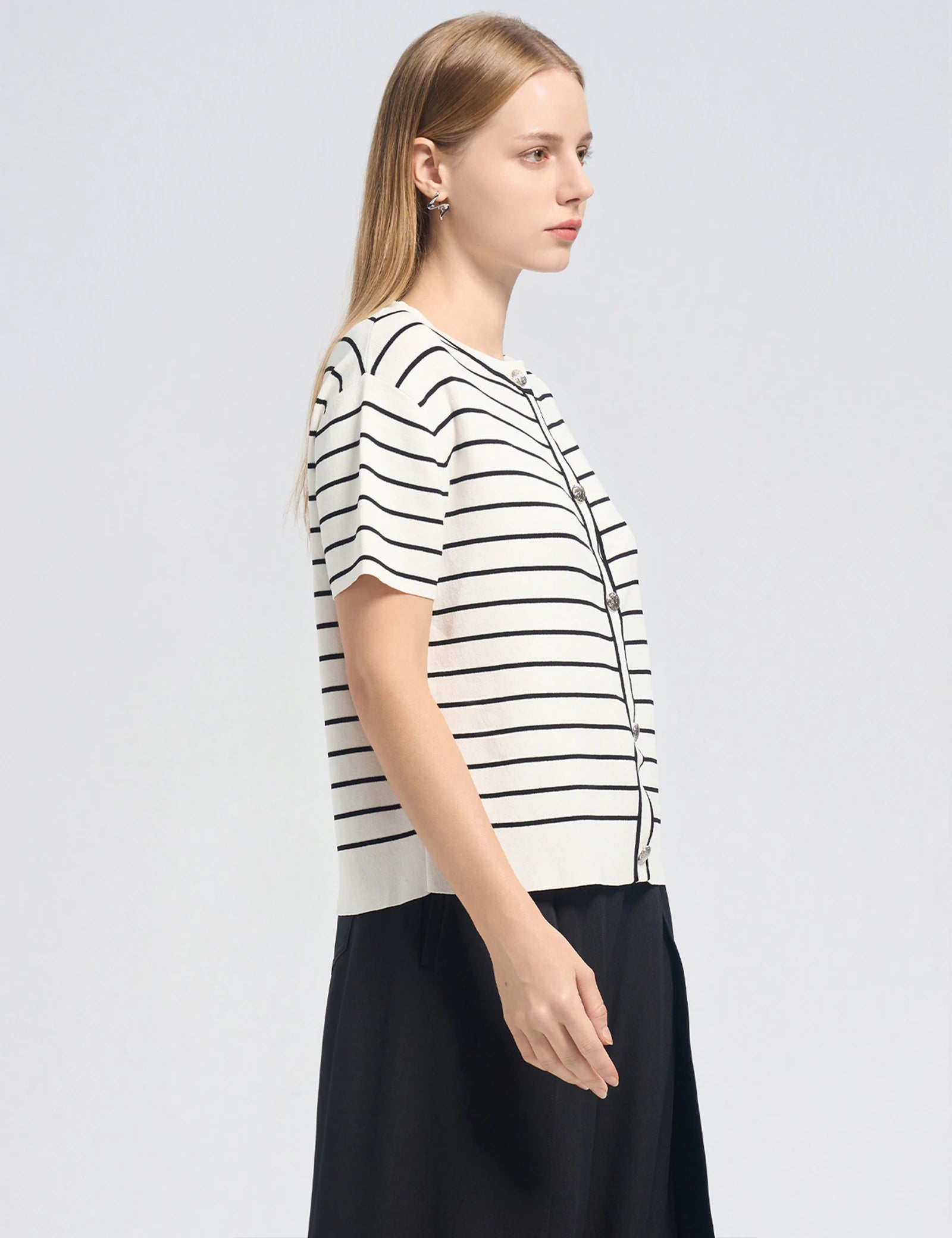 The Striped Button-Down Knit