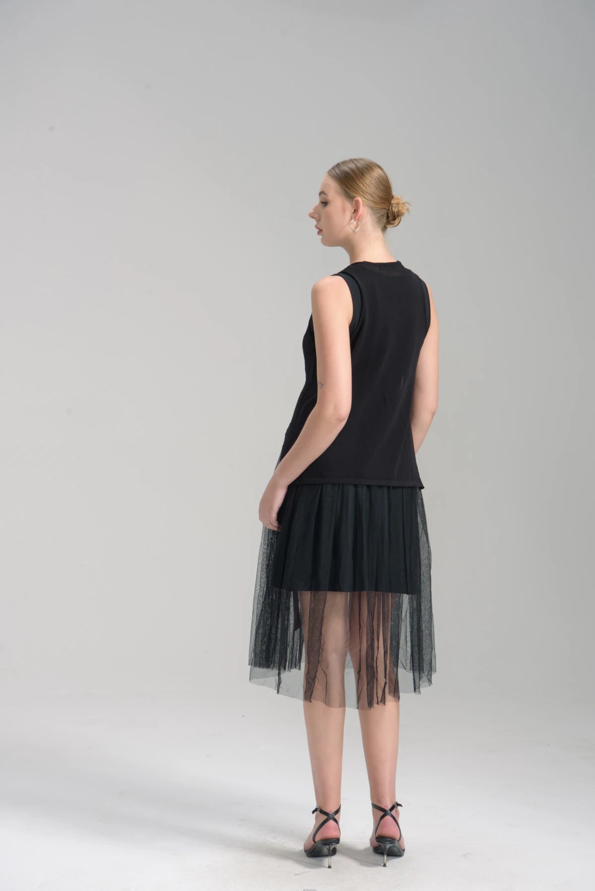 Nova Mixed-Media Midi Dress