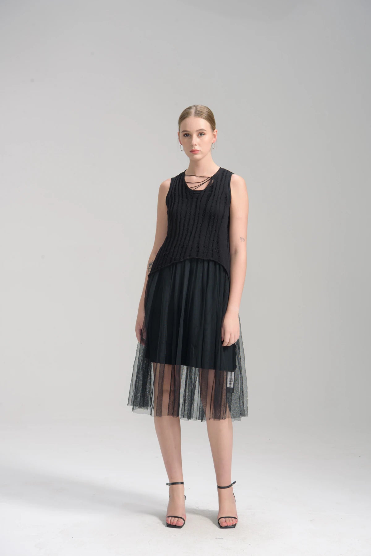 Nova Mixed-Media Midi Dress
