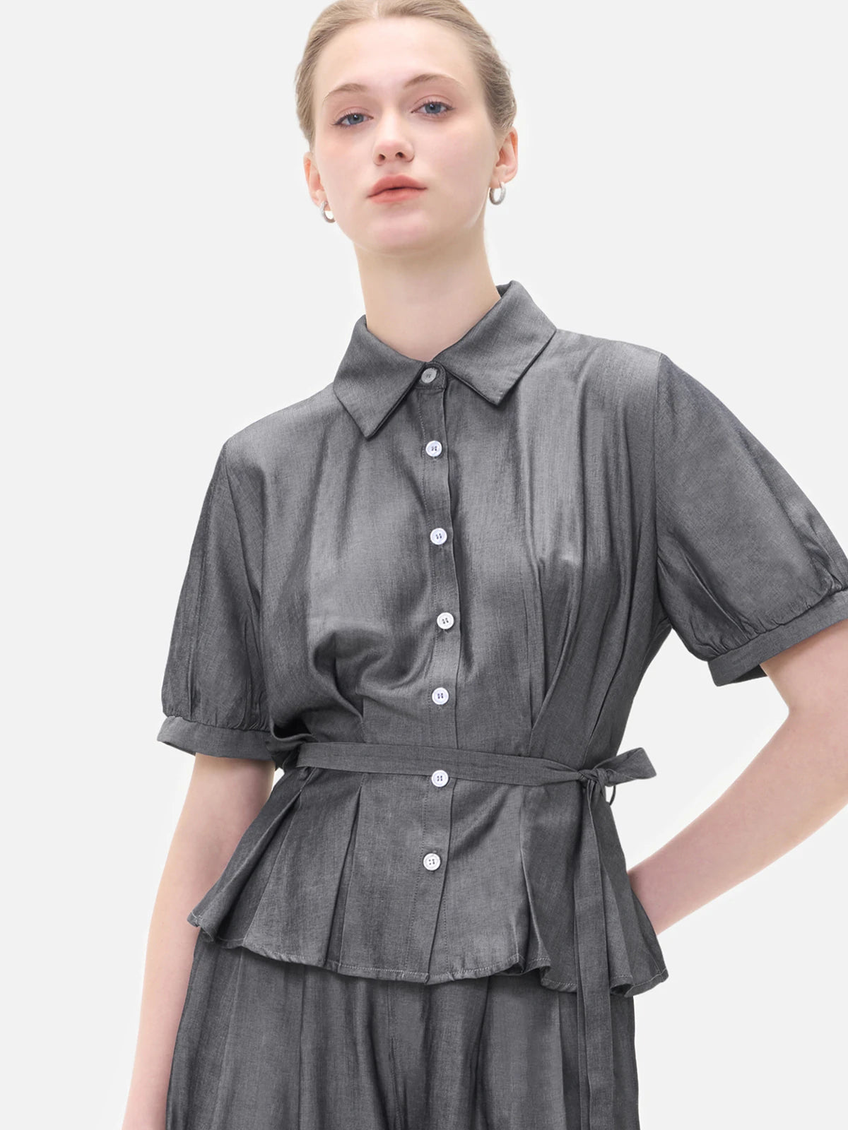 Rowan Tie-Waist Peplum Blouse