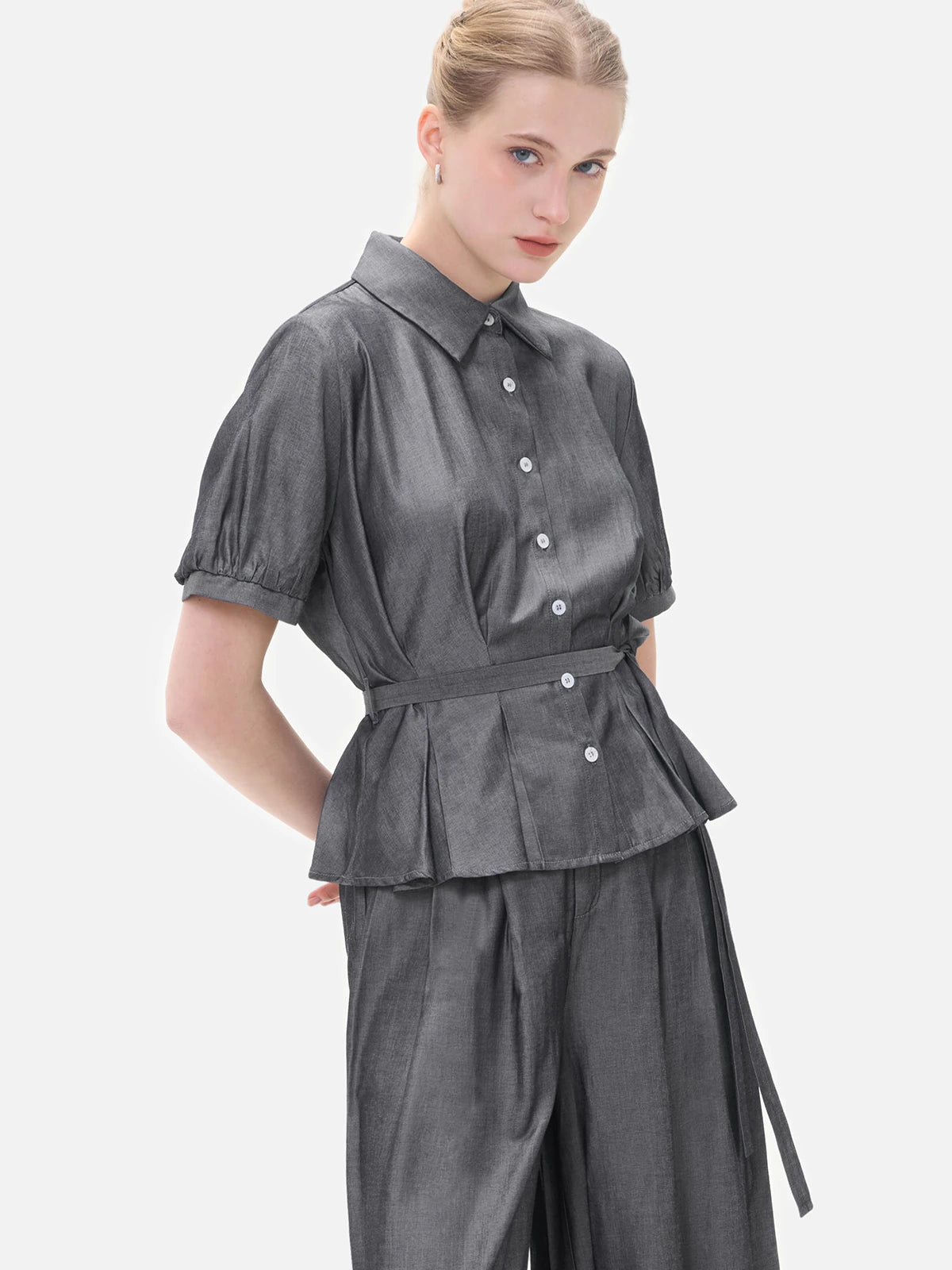 Rowan Tie-Waist Peplum Blouse